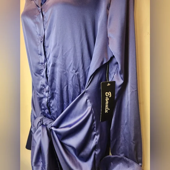 New Sexy Bodycon Wrap Dress Mini Clubbing Party Dress  Satin Size XL - Picture 5 of 10